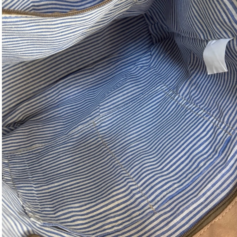 NWT Stylish Vintage Print Canvas Tote Bag - Peach Tan and Brown - Picture 8 of 9